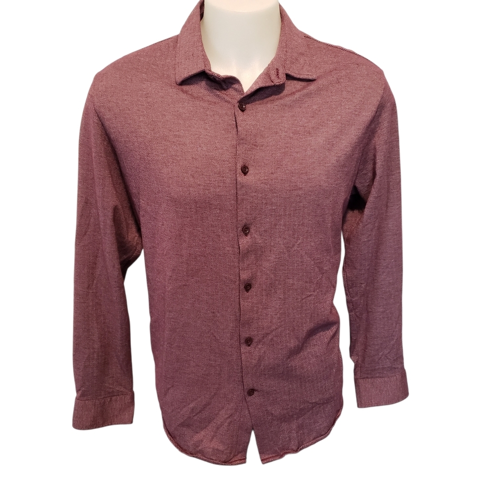 Hart Schaffner Marx Long Sleeve Button Up Shirt Wine Maroon Men's Size XXL